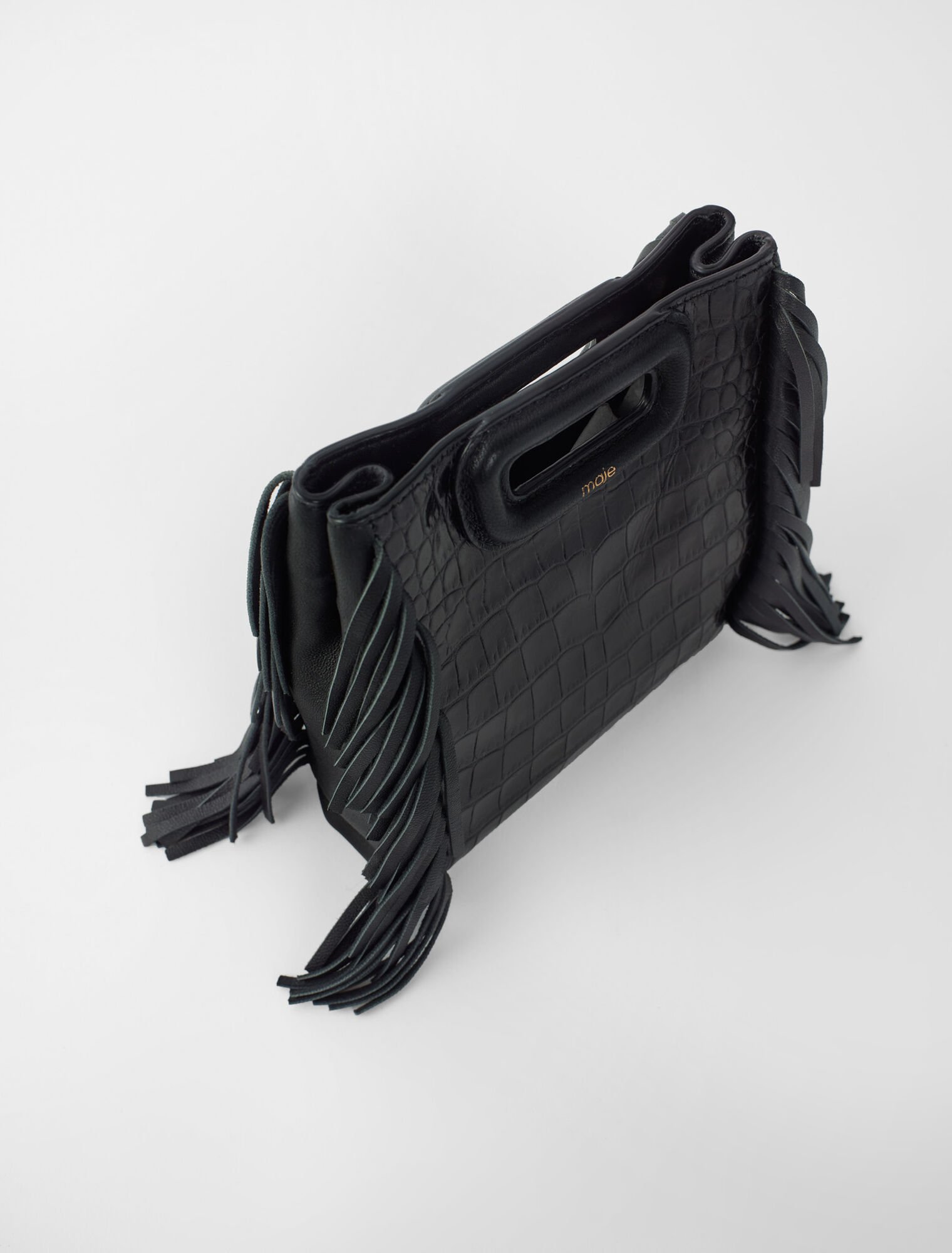 Croc-embossed leather mini M bag