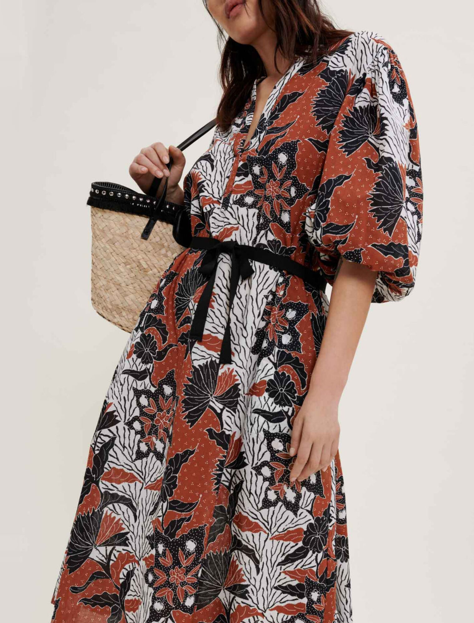 Printed cotton voile dress