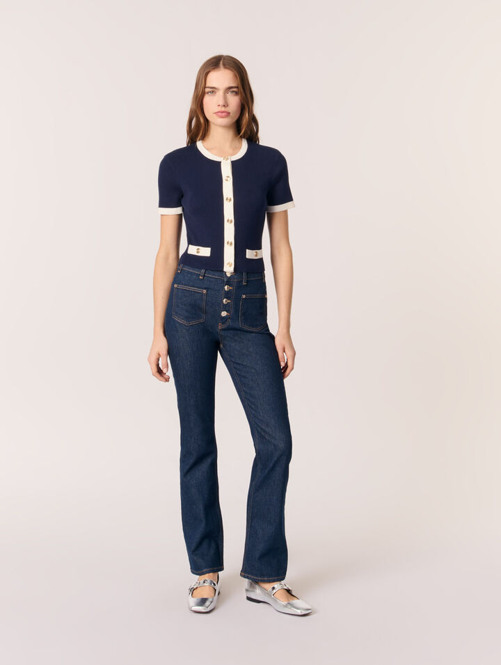 Cropped short sleeve cardigan