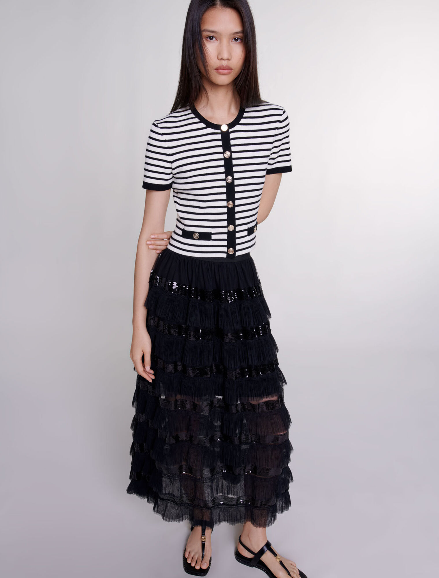 Ruffled maxi skirt