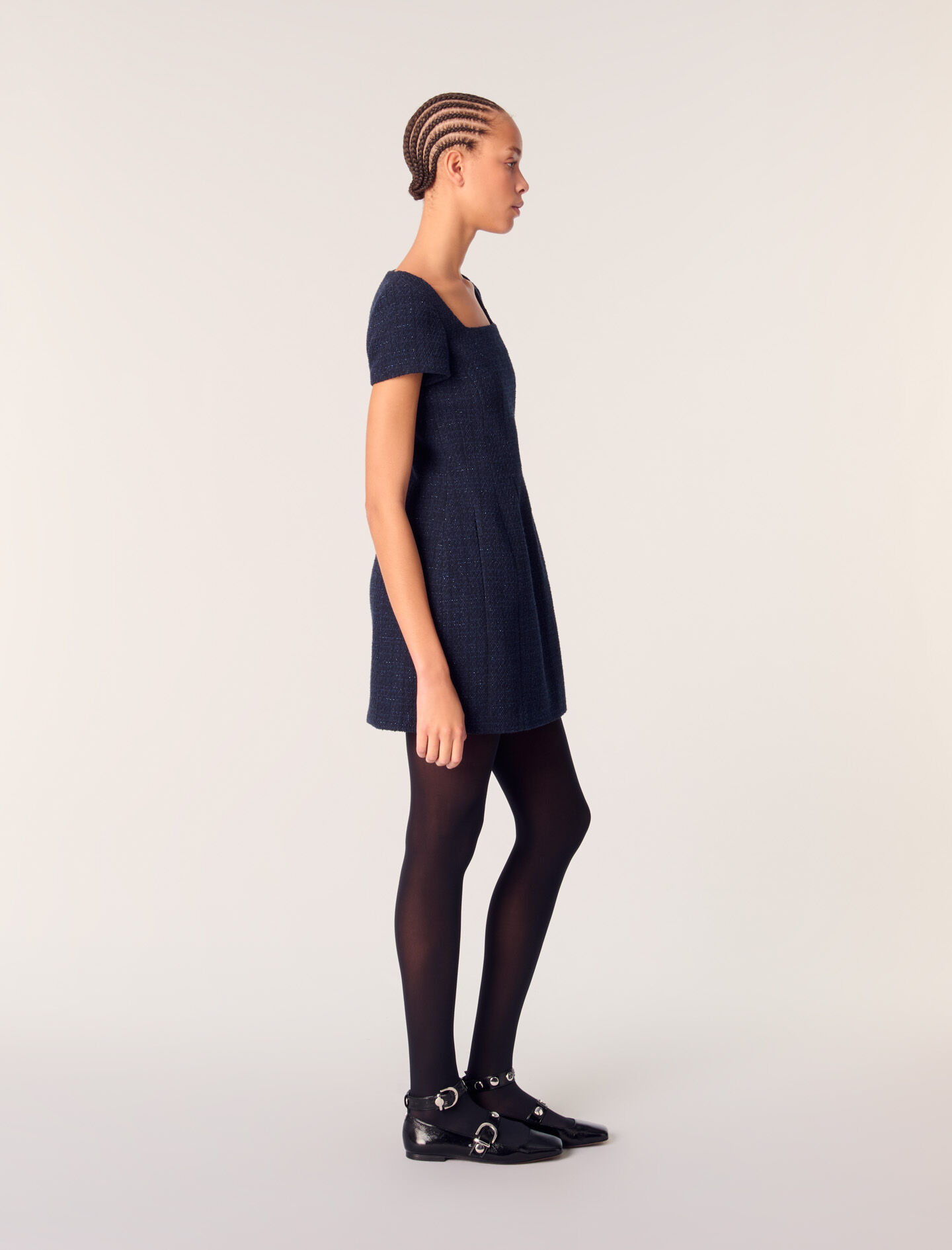 ★送料・関税込★I AM MARI★Erdin Tweed Dress★ Short tweed dress Blue For Women | Maje