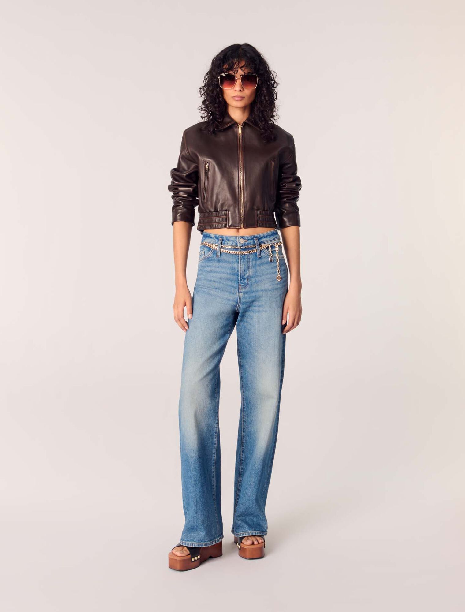 Vintage leather cropped jacket