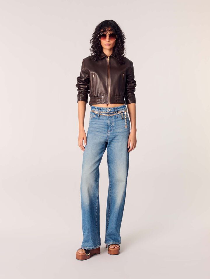 Vintage leather cropped jacket