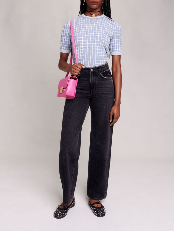 Wide-leg jeans with rhinestones