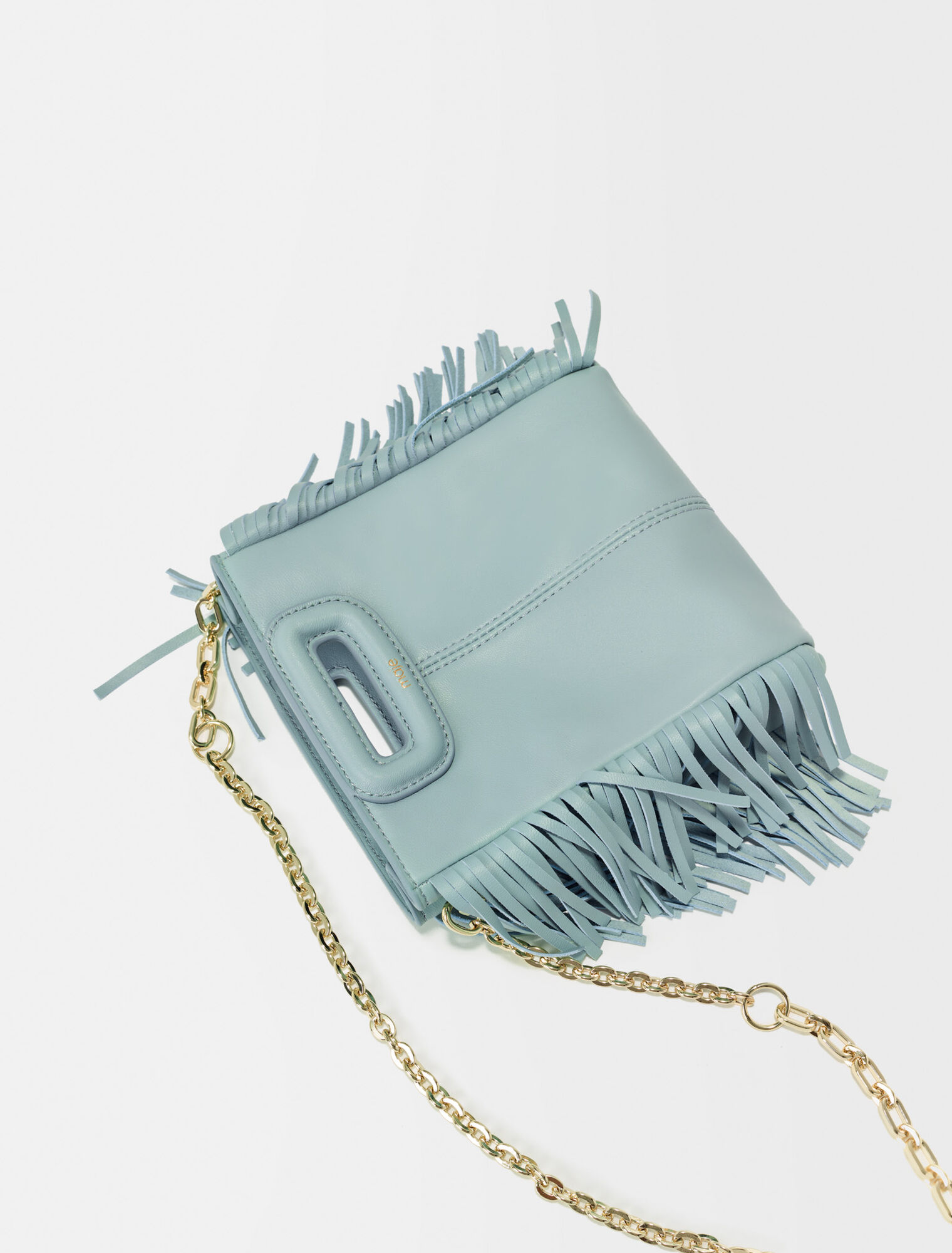 Leather mini M bag with chain