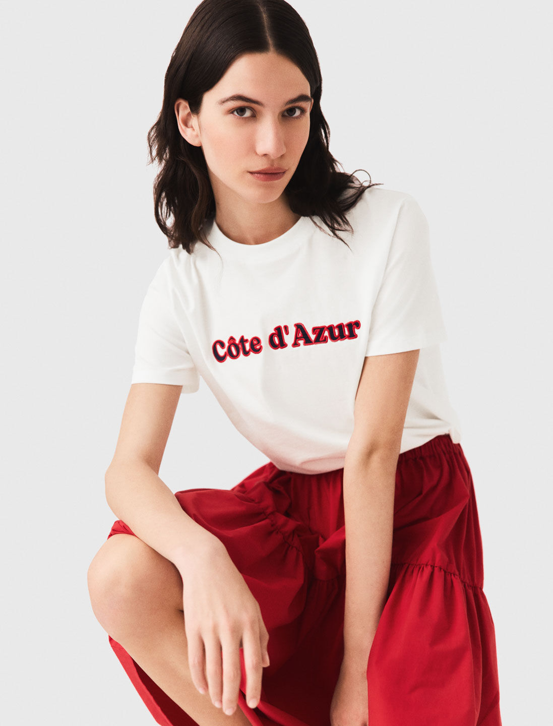 T-shirt with embroidery White For Women | Maje