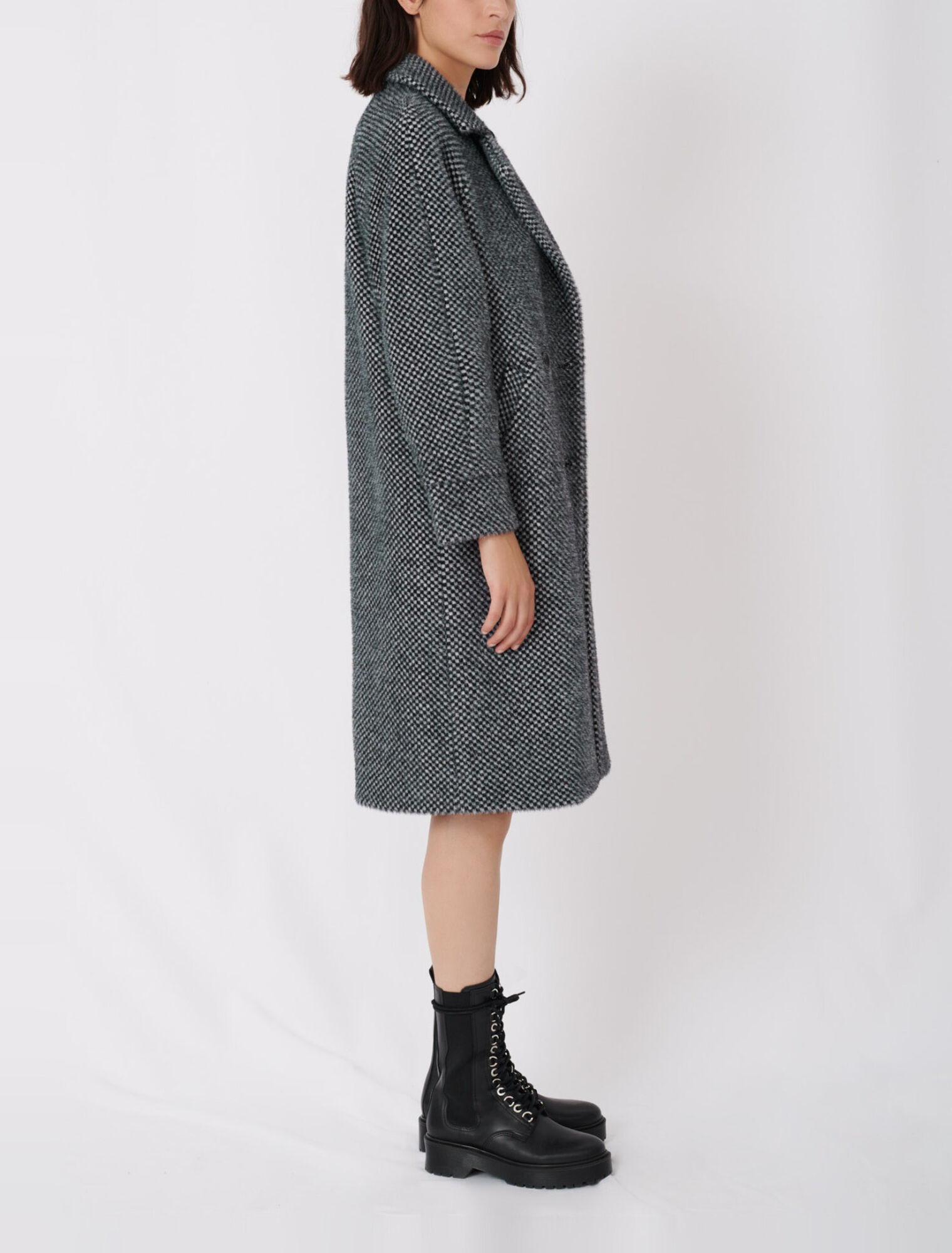 Checked tricotine coat