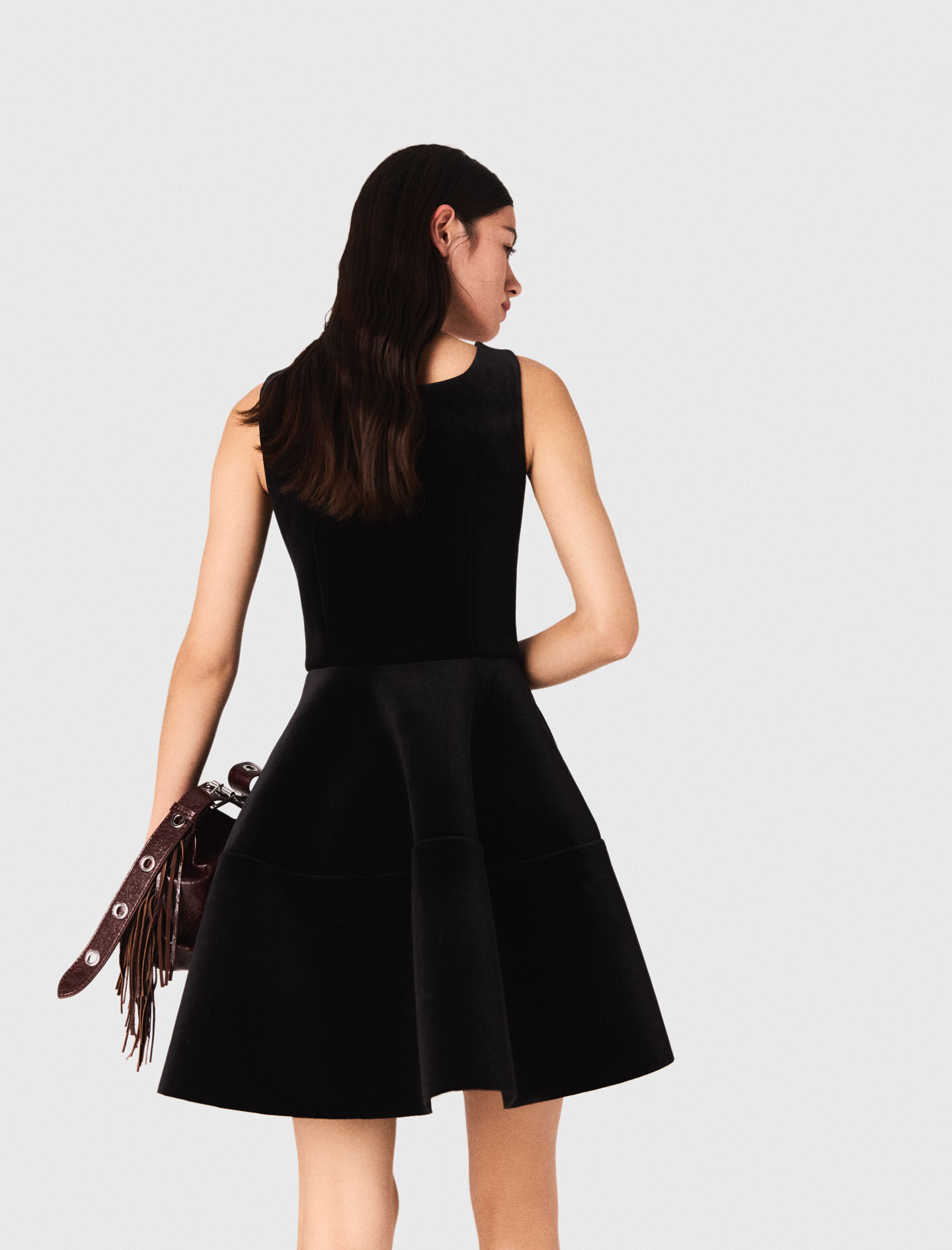 Mini velvet skater dress Black / Gray For Women | Maje