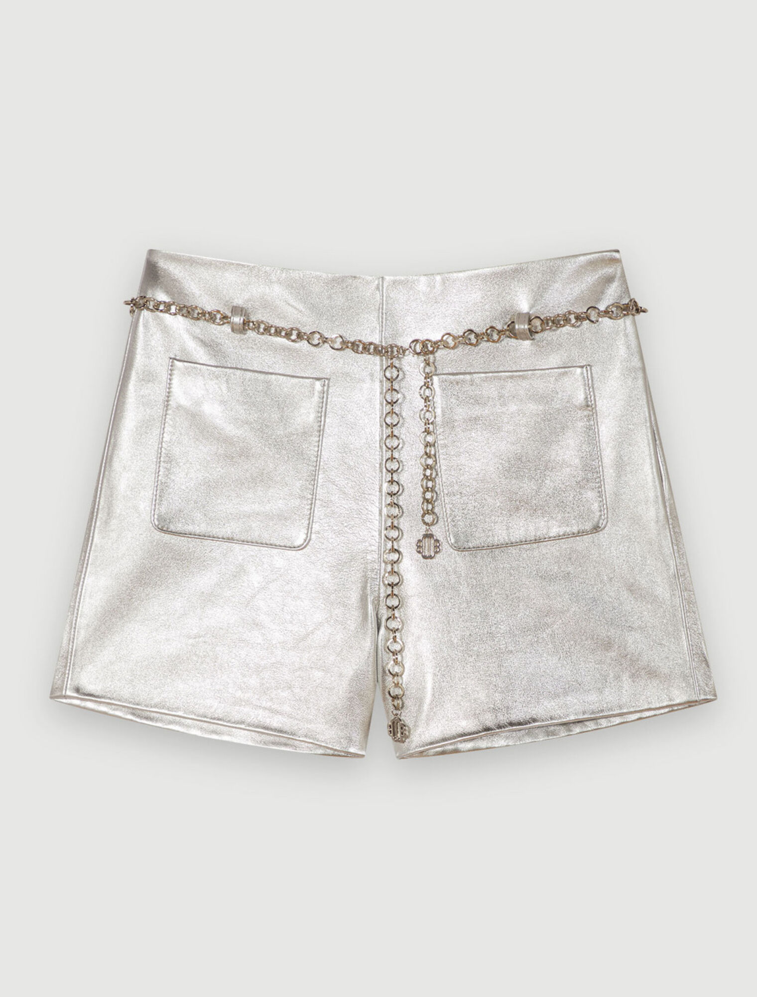 Metallic leather shorts