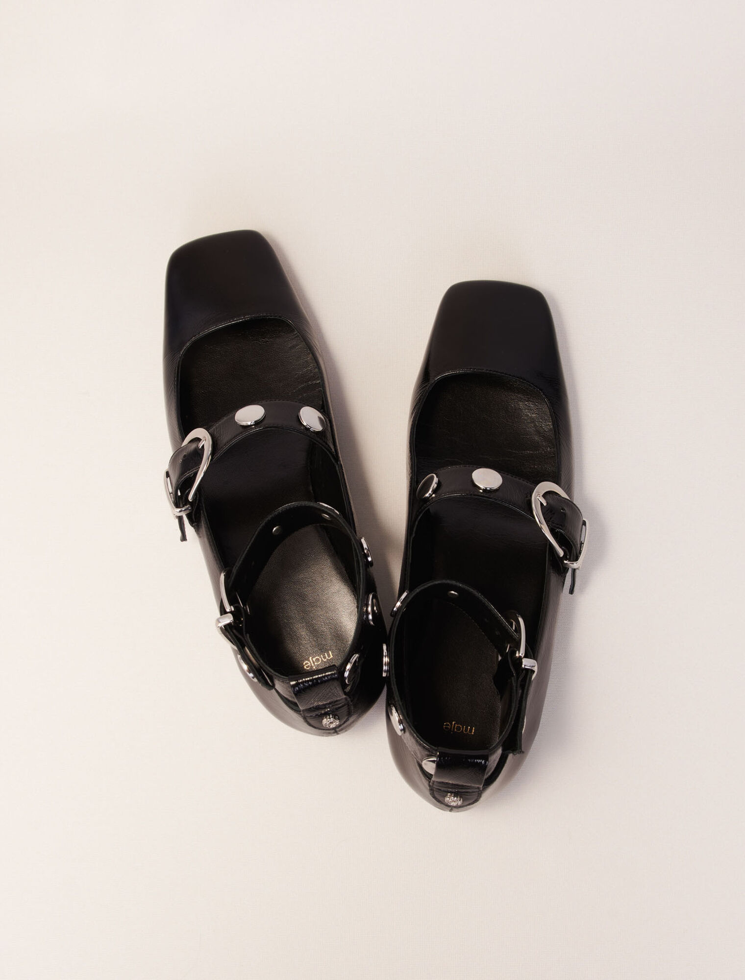 Studded leather Mary Jane flats