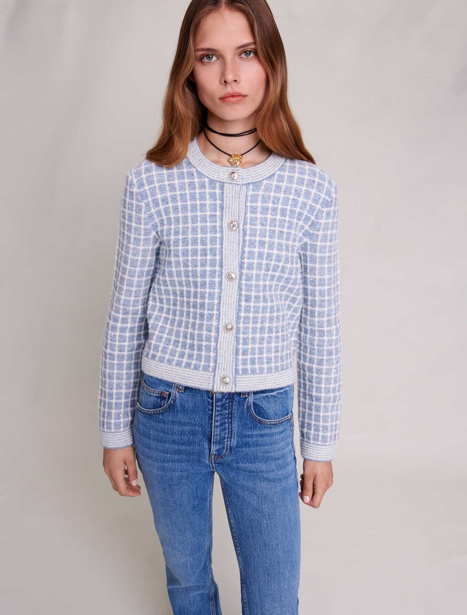 Checked cardigan