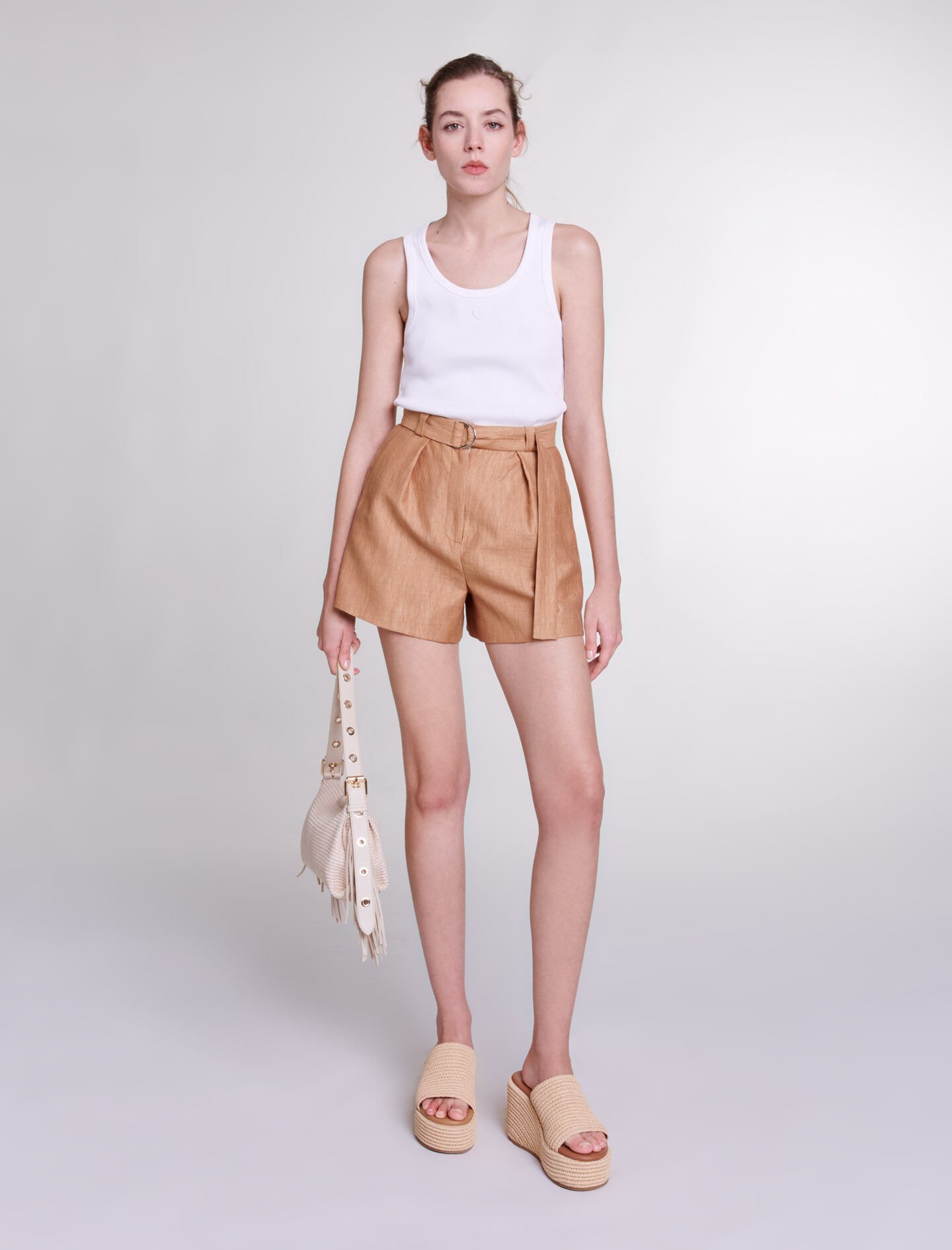 【PORTERNA】Miz Linen Short One Piece Z Supply Pesaro Embroidered Linen Short In White | Red Dress