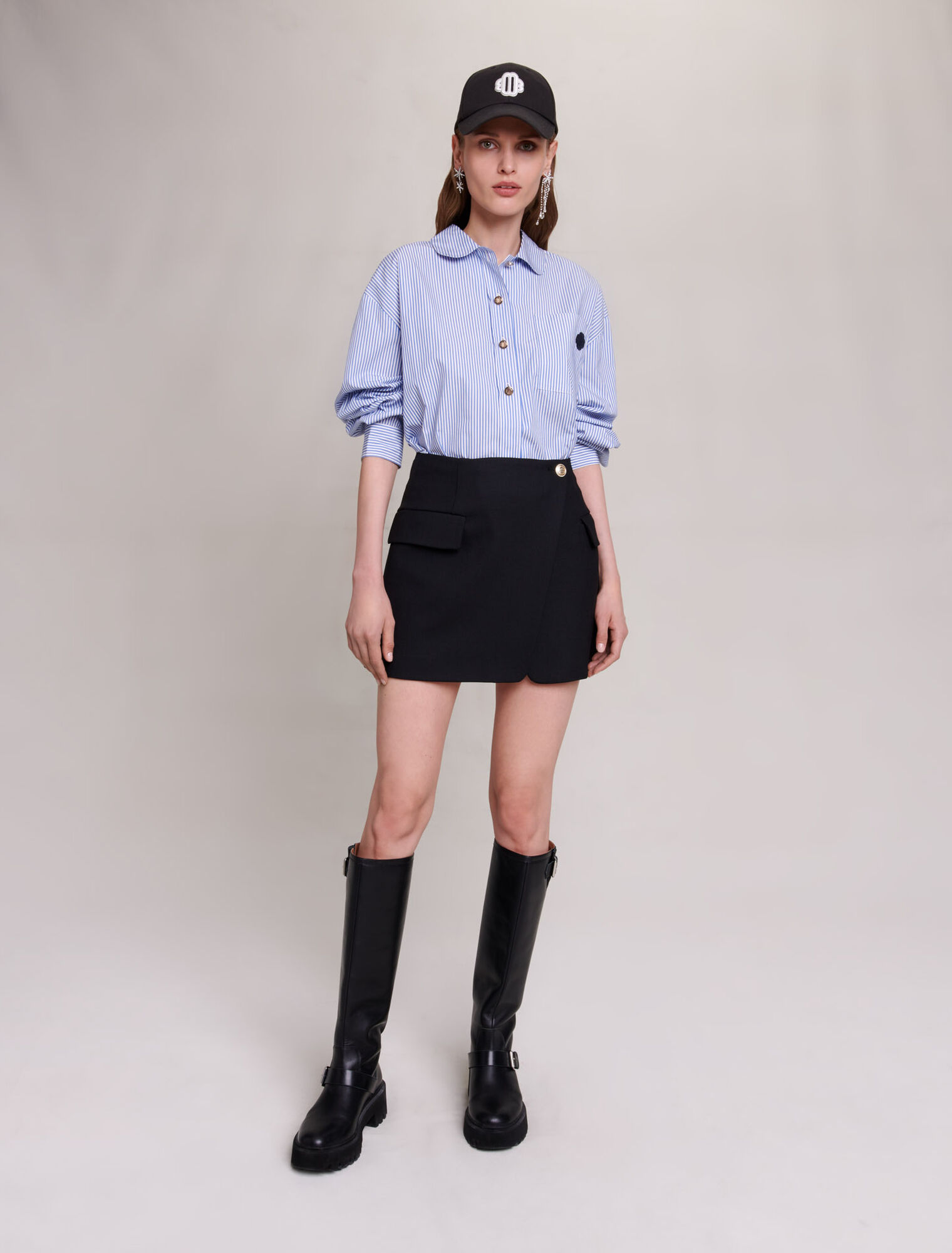 Asymmetric wrap skirt