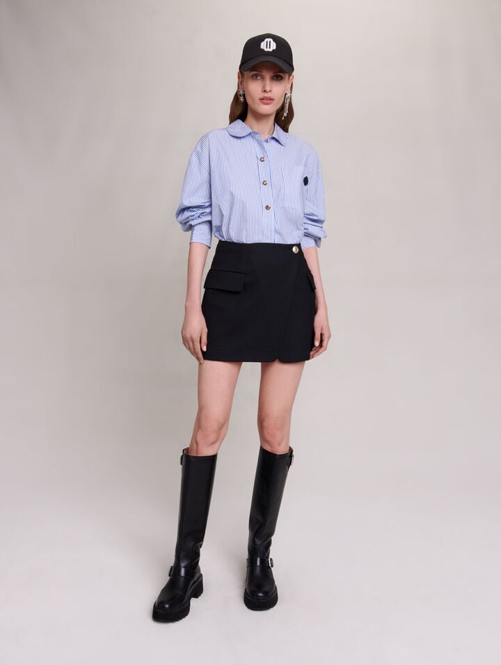 Asymmetric wrap skirt