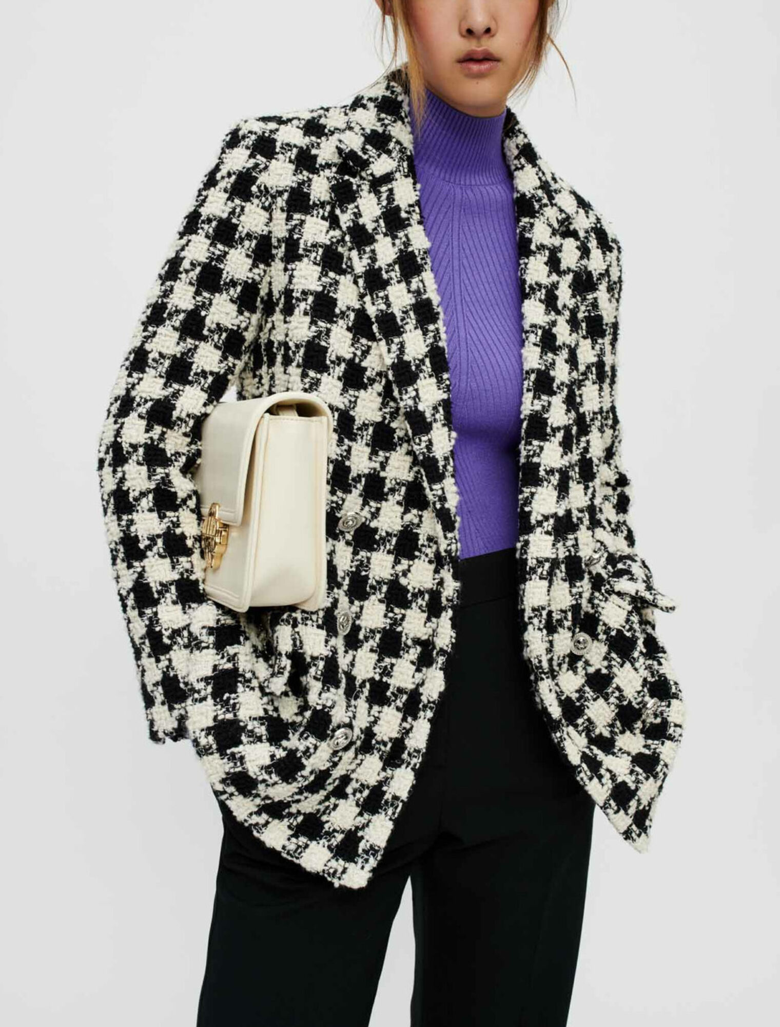 Wide, thick houndstooth jacket