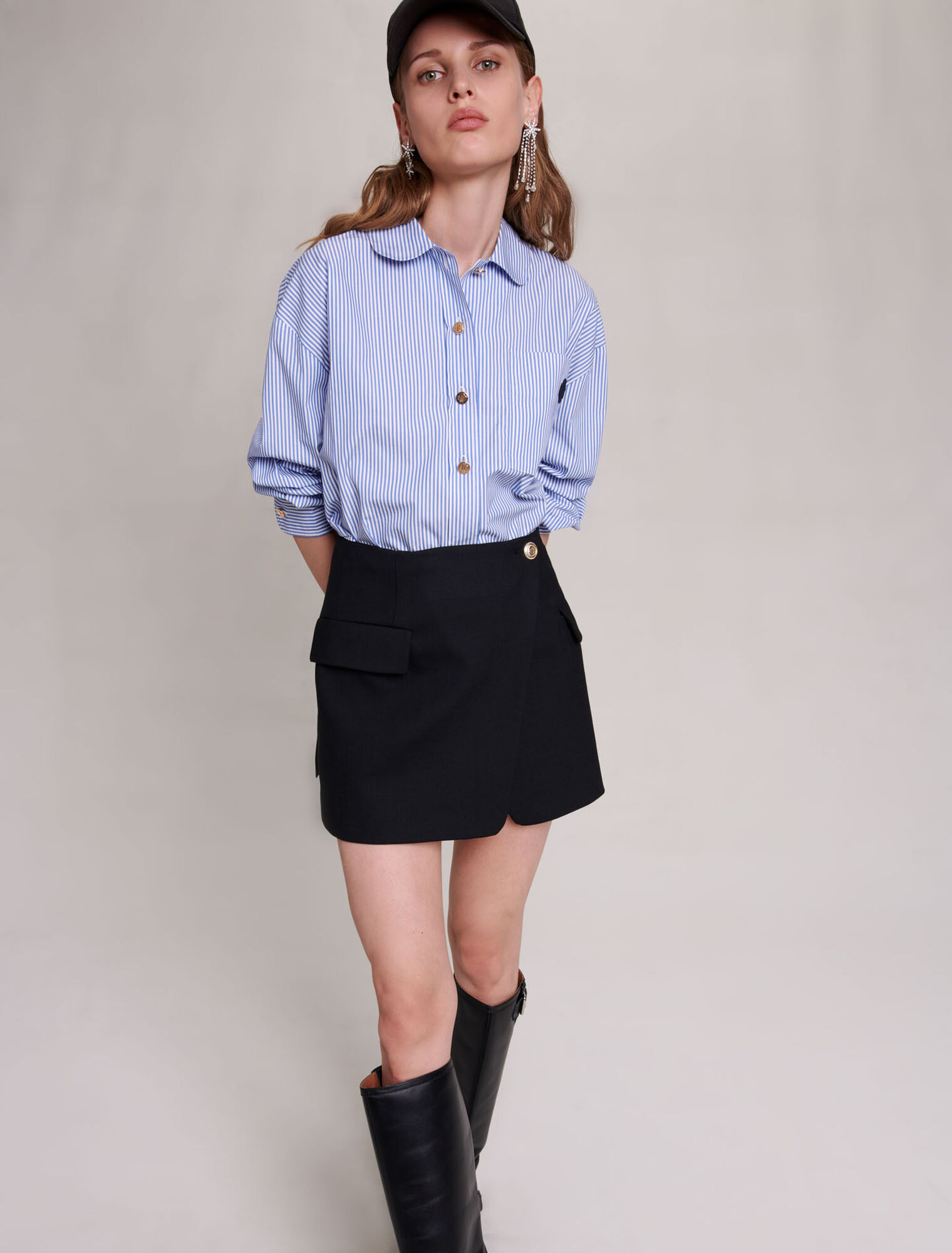 Asymmetric wrap skirt