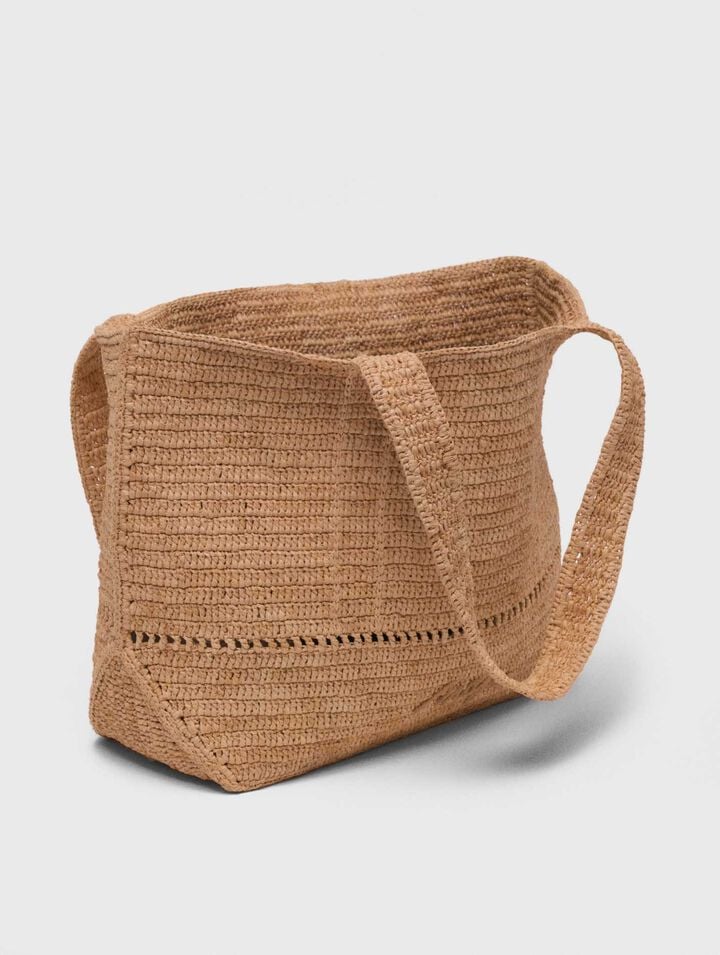 Crocheted raffia tote bag