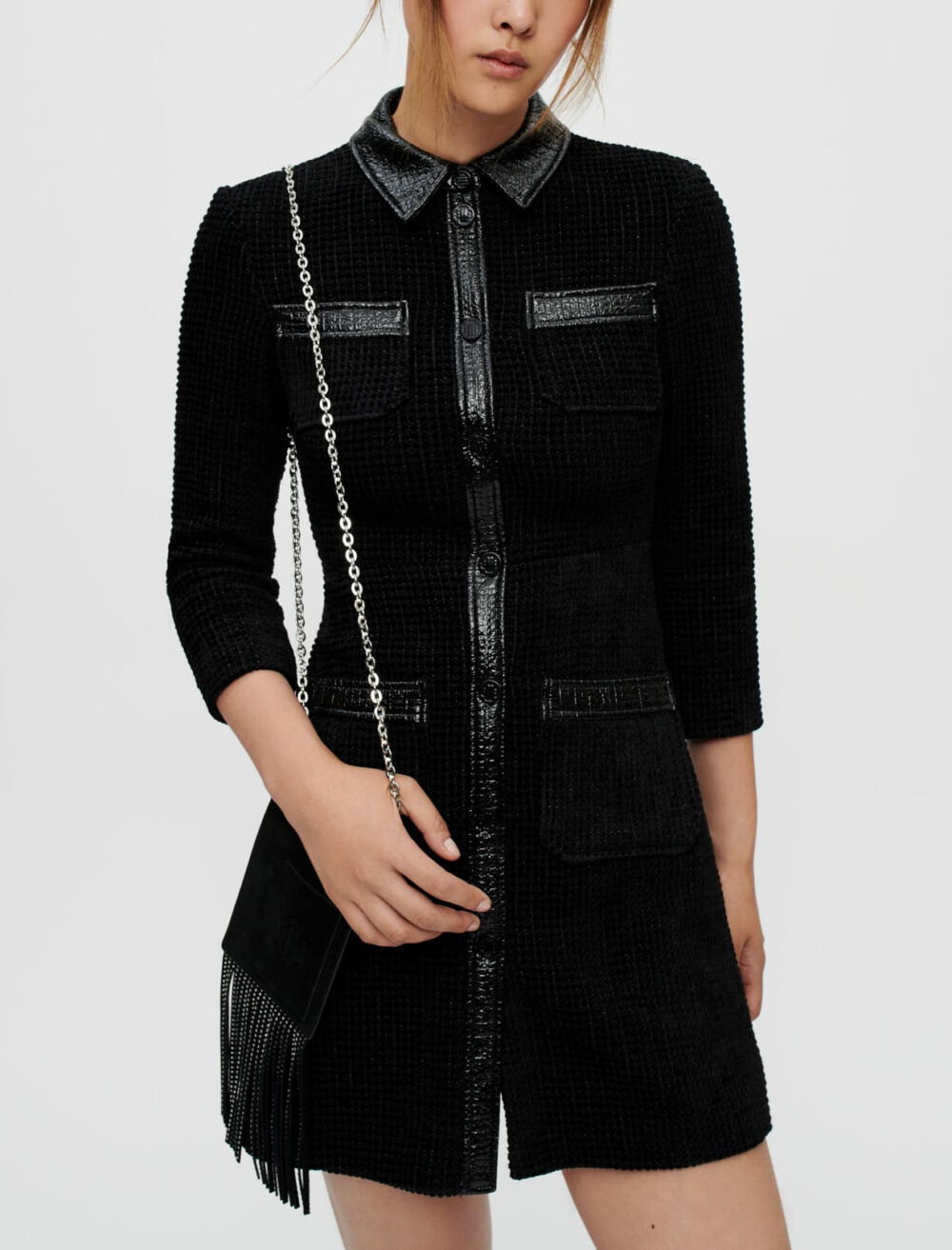 Short sequin tweed jacket Blue For Women | Maje
