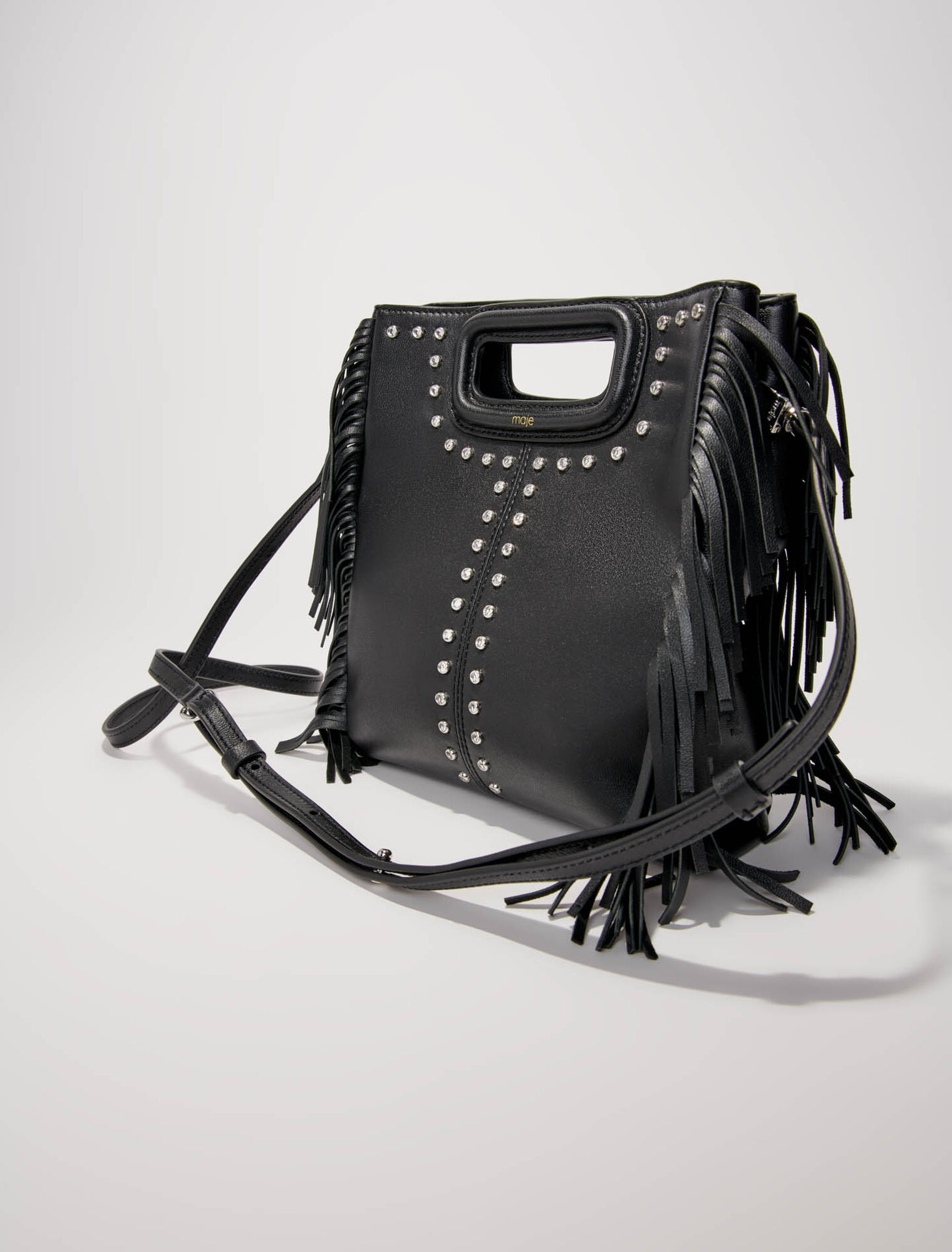 Fringed leather M bag
