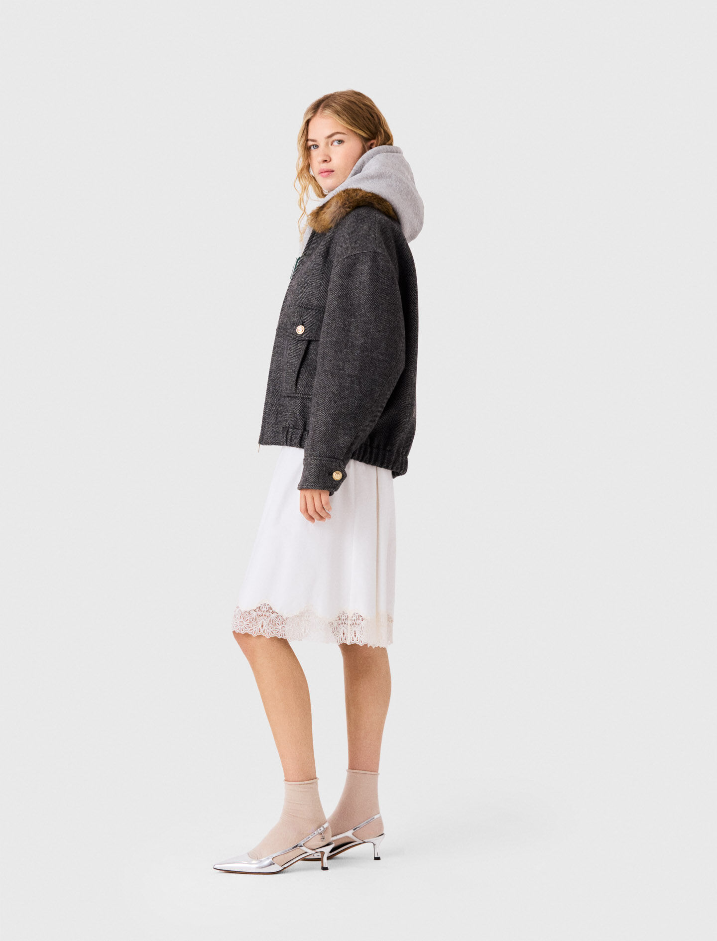 Faux Fur Collar Jacket