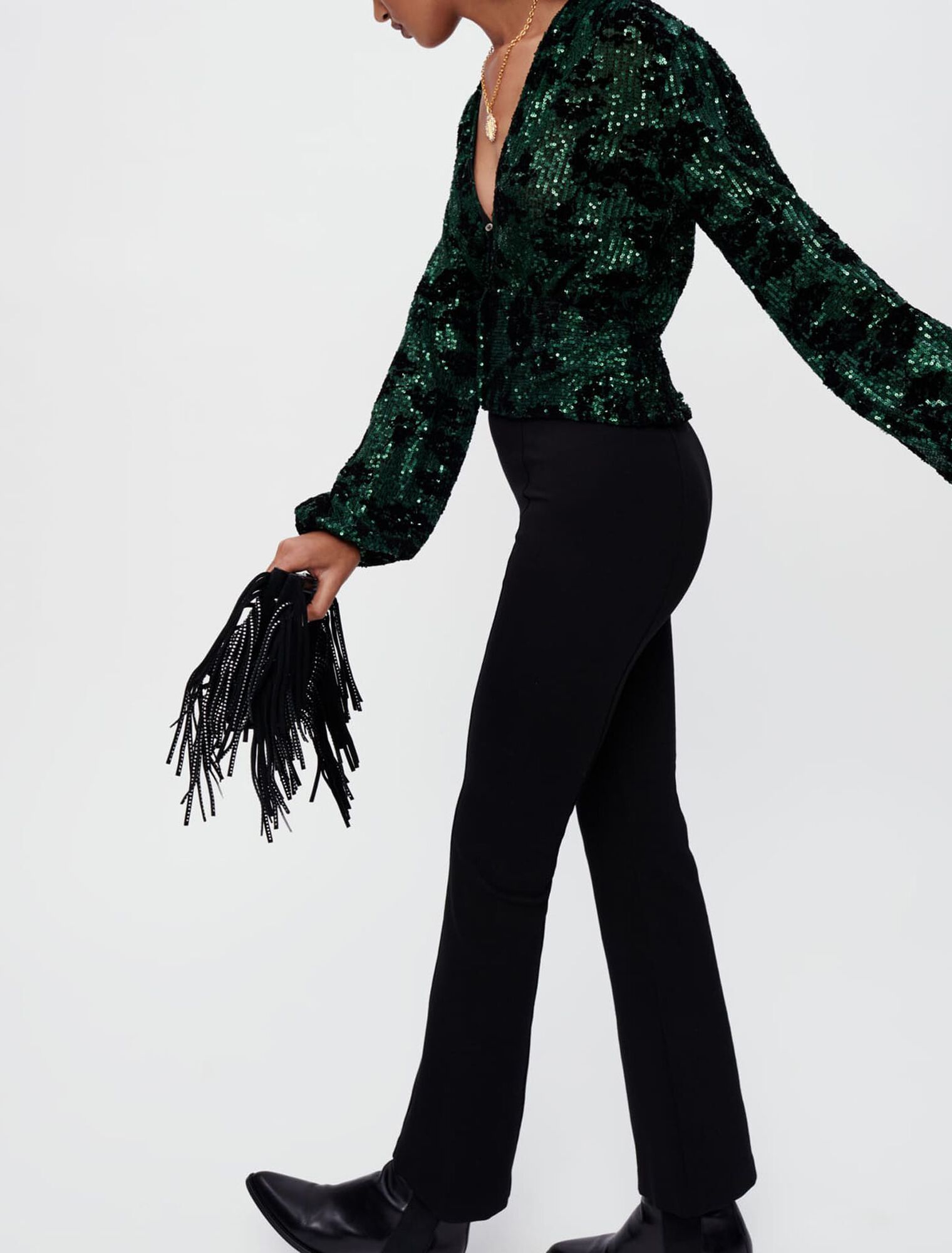 Sequin-embroidered top