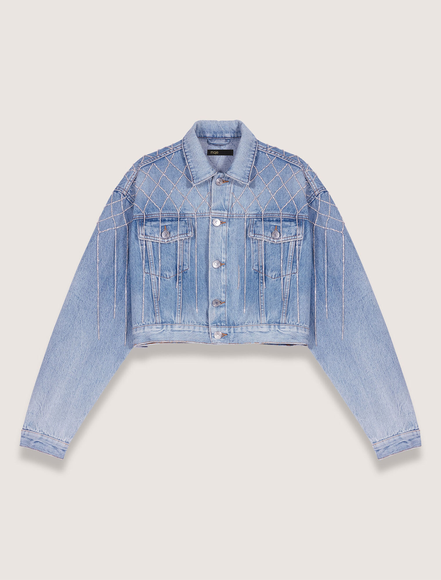 Denim jacket with rhinestones