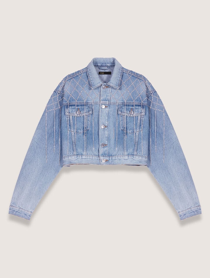 Denim jacket with rhinestones