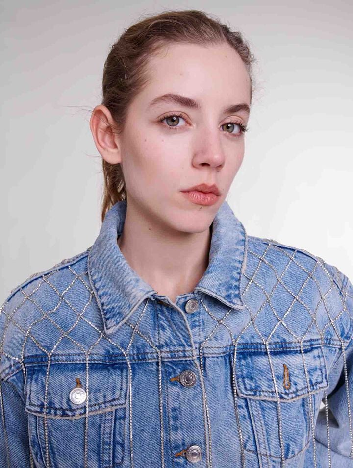 Denim jacket with rhinestones