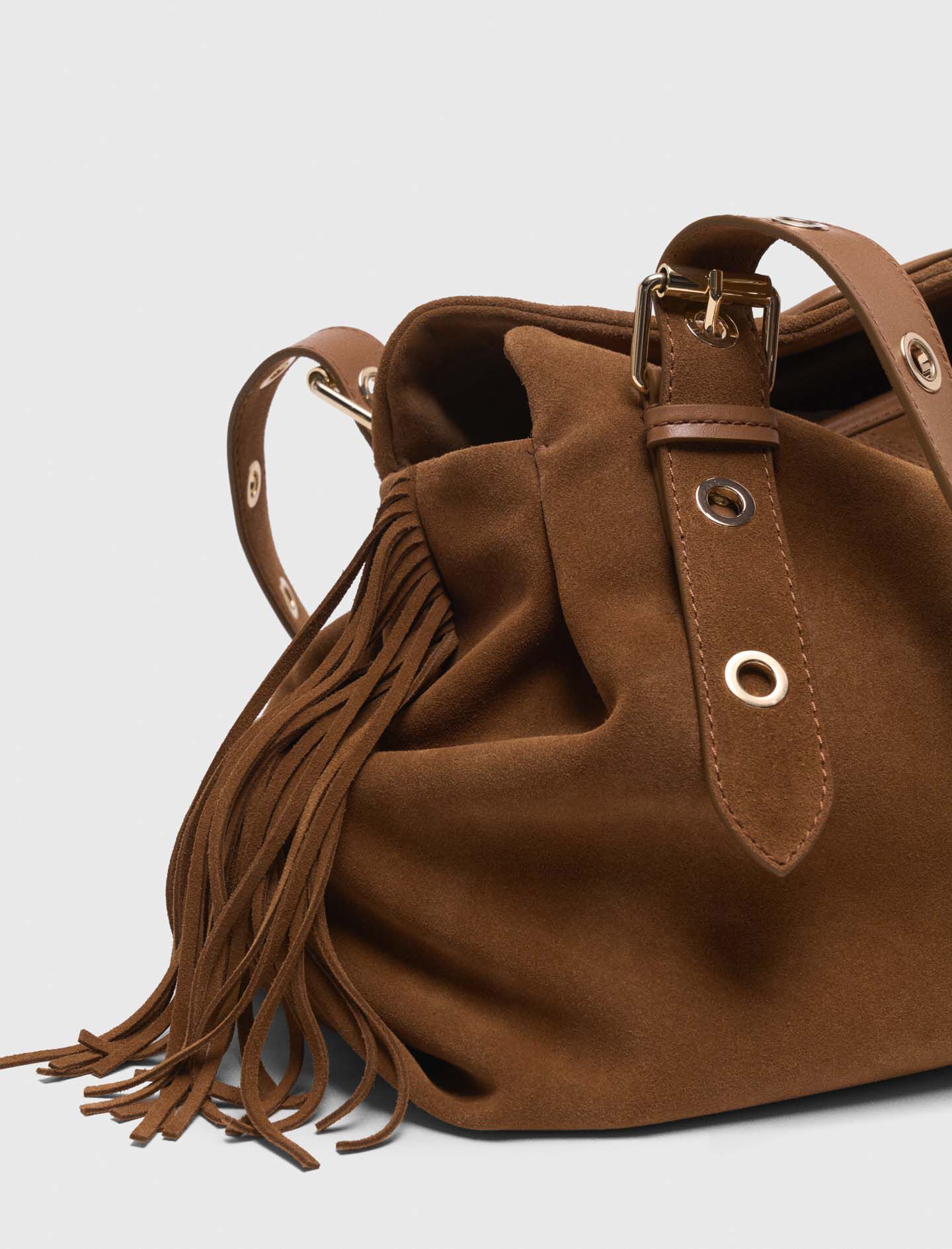 MAJESTAです Suede Miss M XL bag Brown For Women | Maje