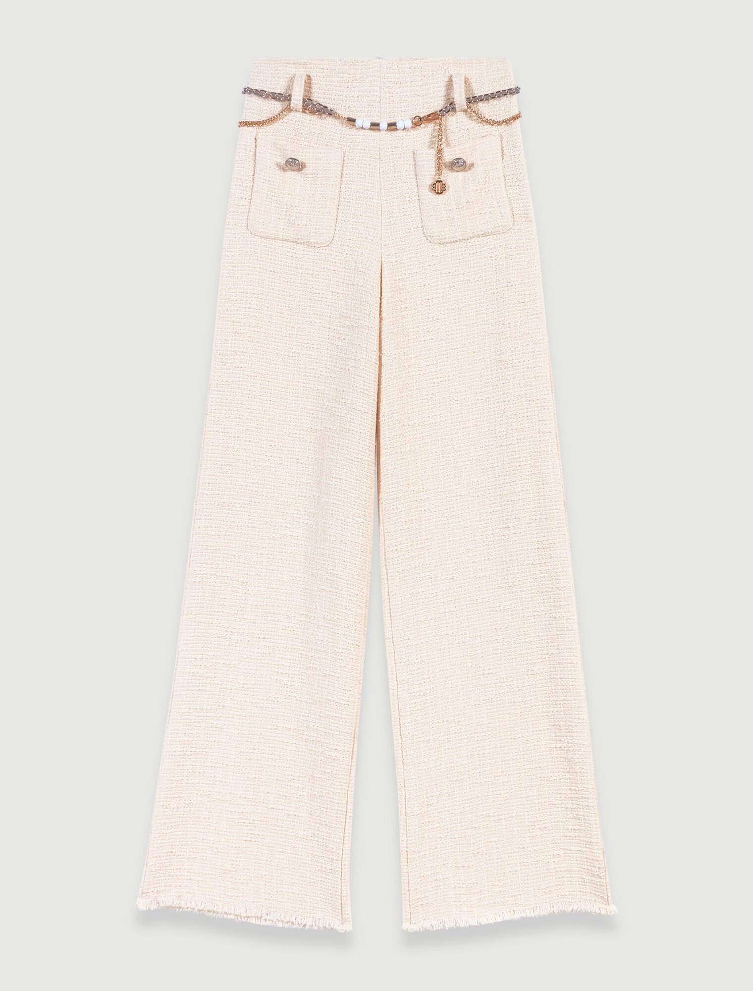 Wide-leg tweed trousers