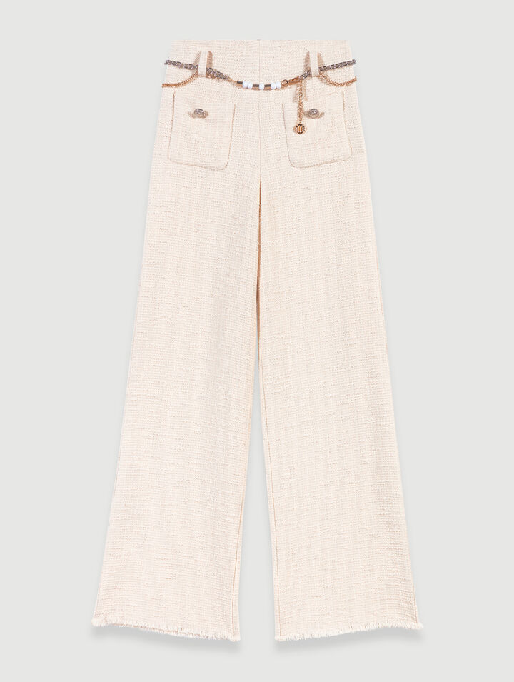 Wide-leg tweed trousers