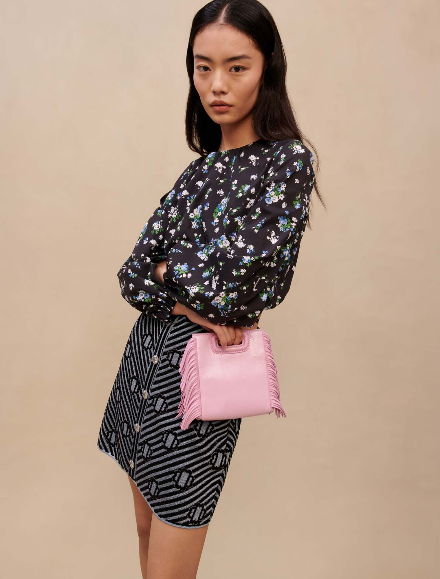 Pink leather mini M bag