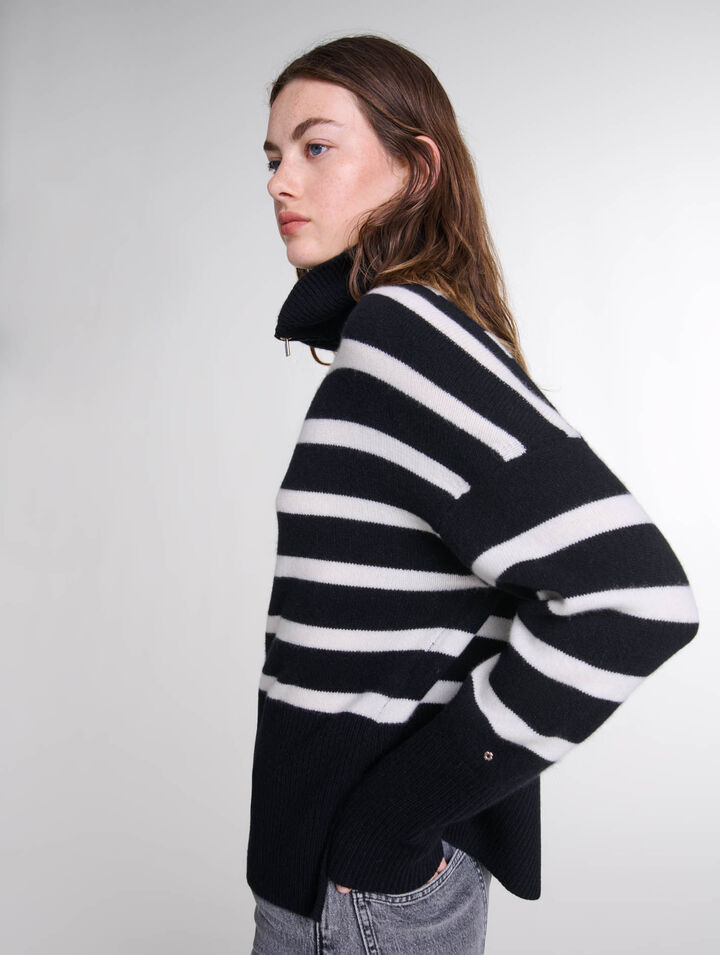 Stripe print high-neck jumper
