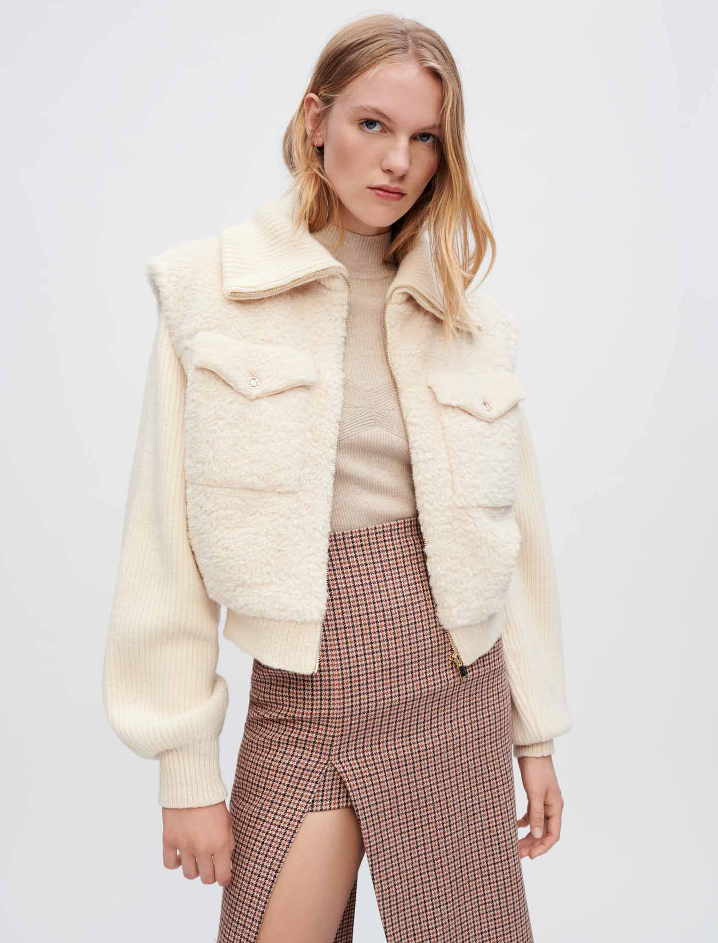 Maje red faux fur jacket new arrivals