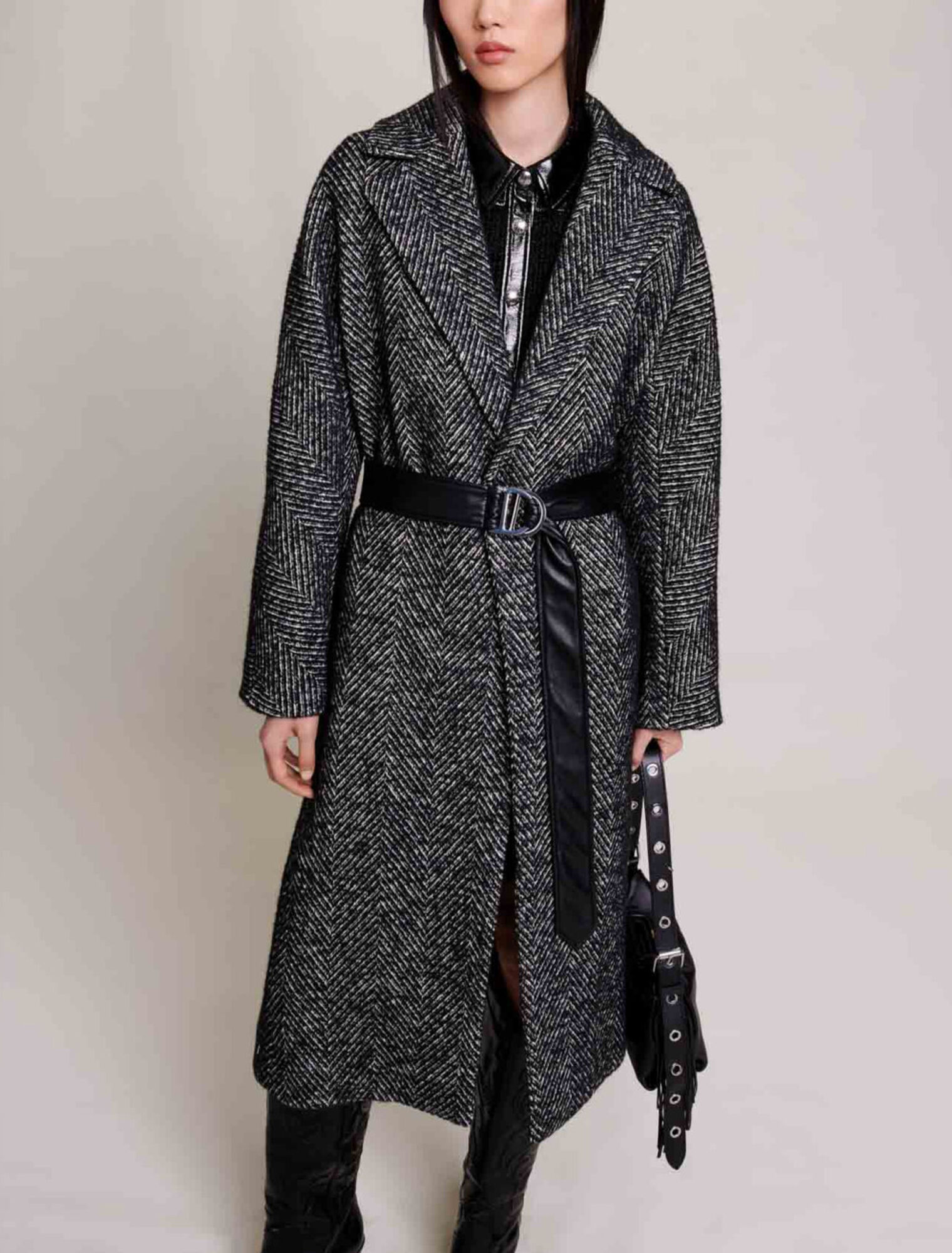 Long herringbone coat