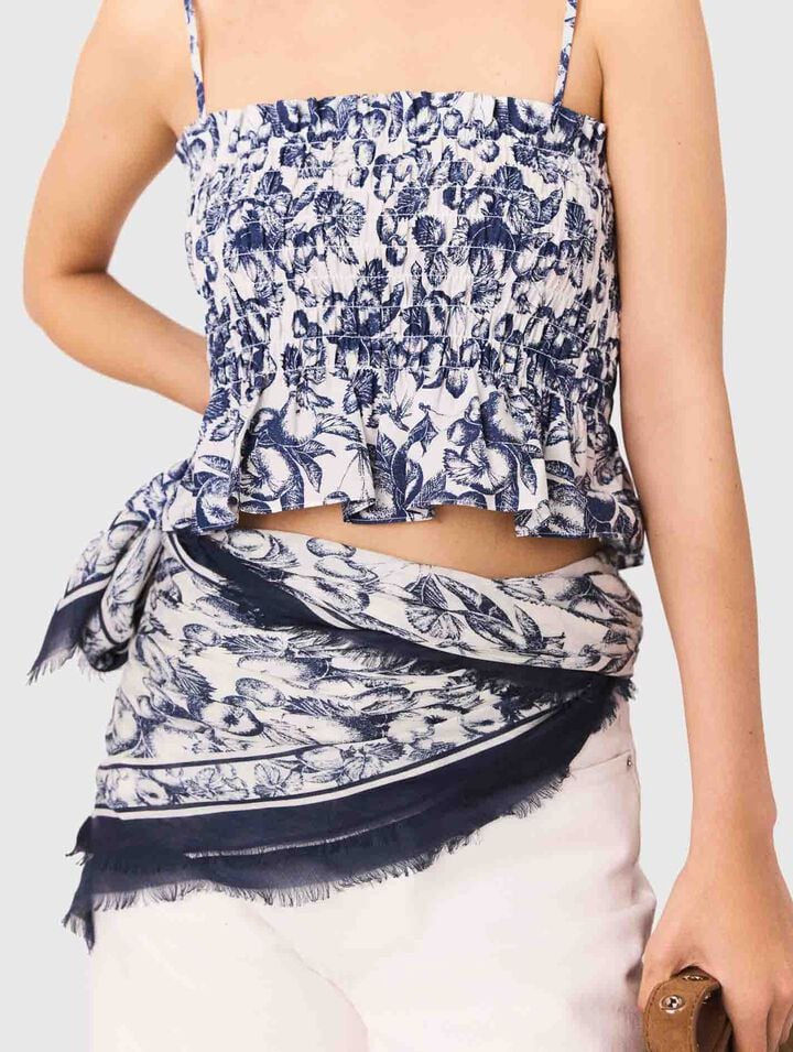 Patterned smocked top