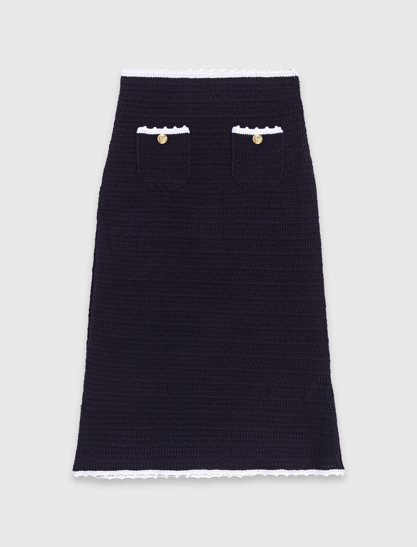 Midi skirt with crochet trim Blue For Women | Maje