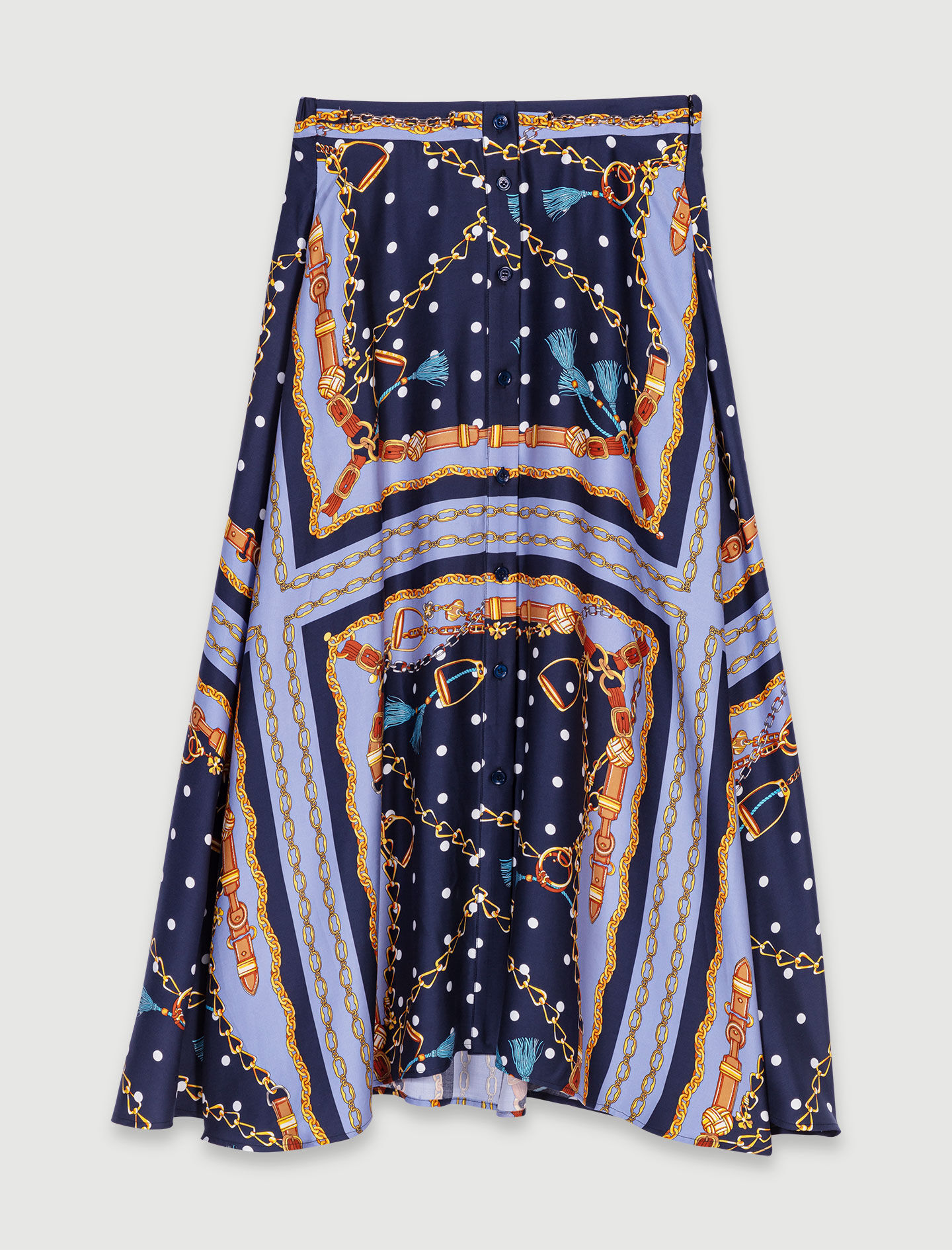 Satin-effect patterned short skirt Blue For Women | Maje