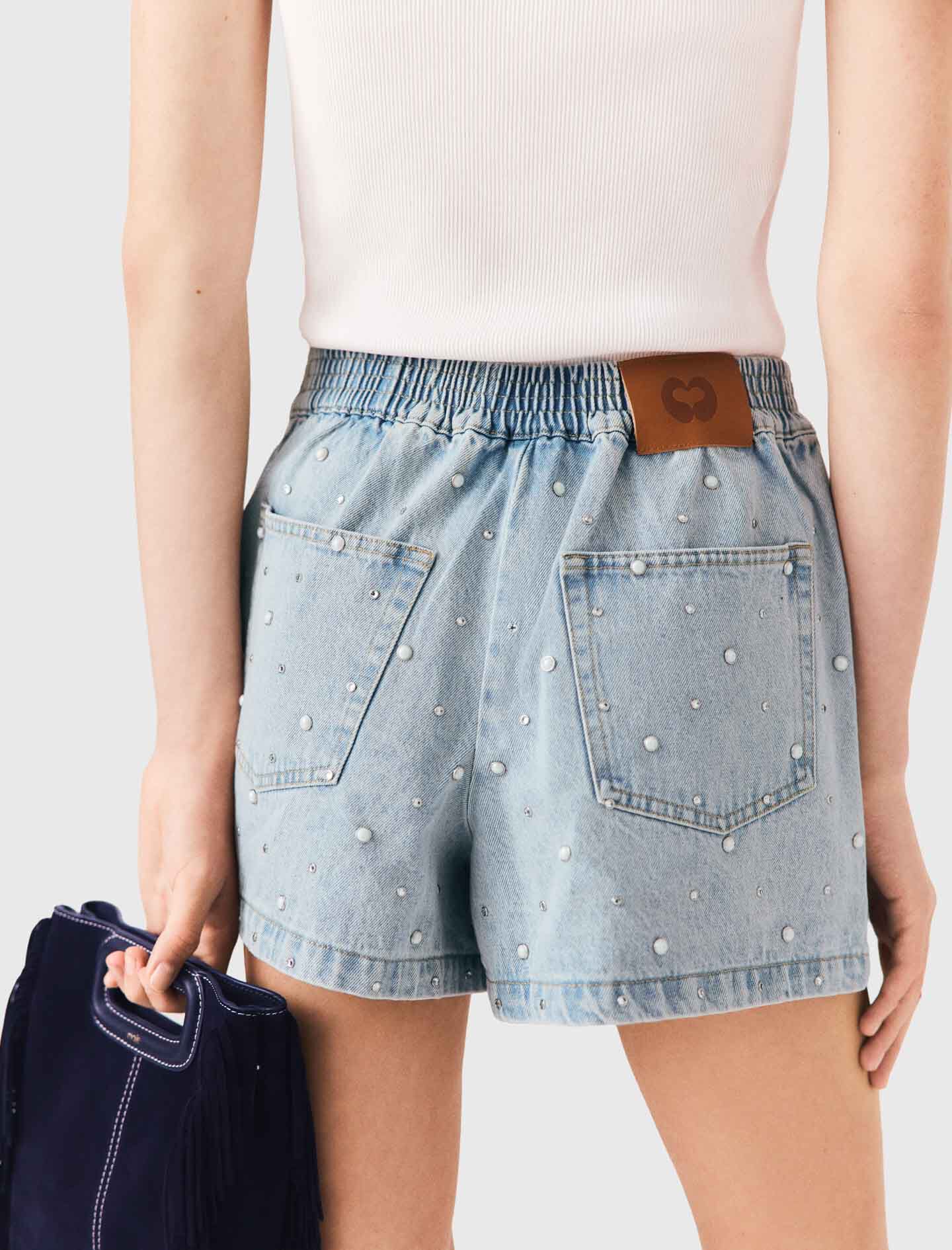 Floral denim shorts Blue For Women | Maje