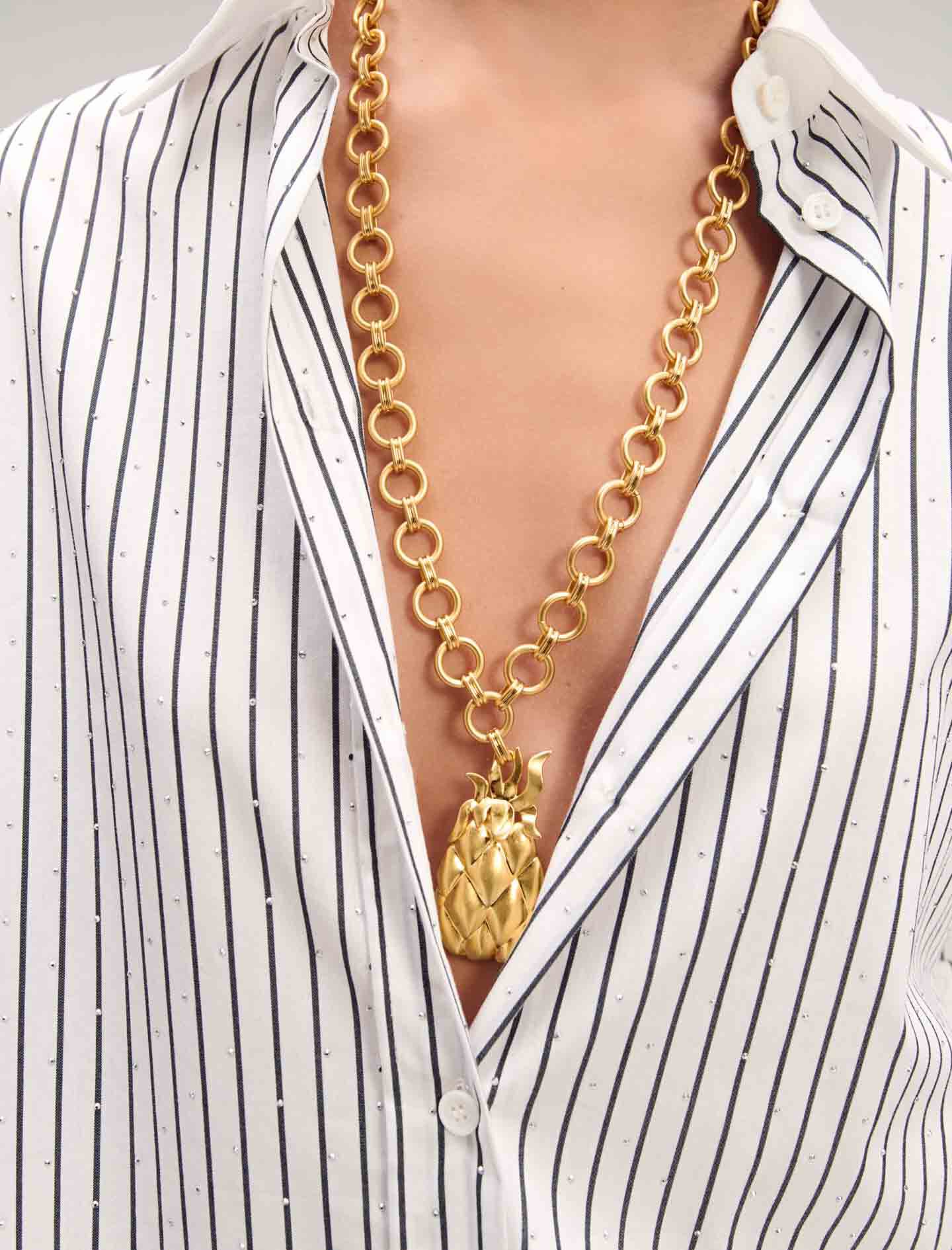 Rhinestone striped shirt Bicolor For Women | Maje