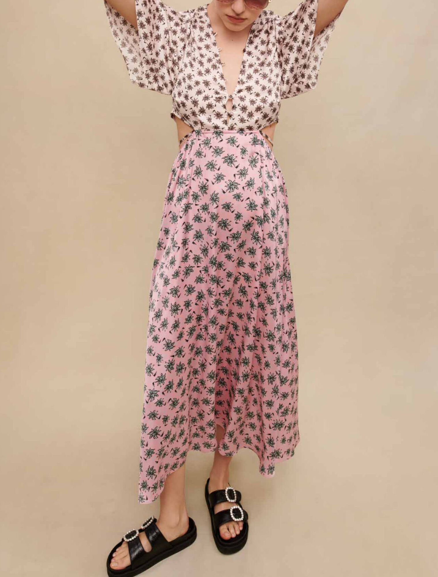 Palm print maxi dress