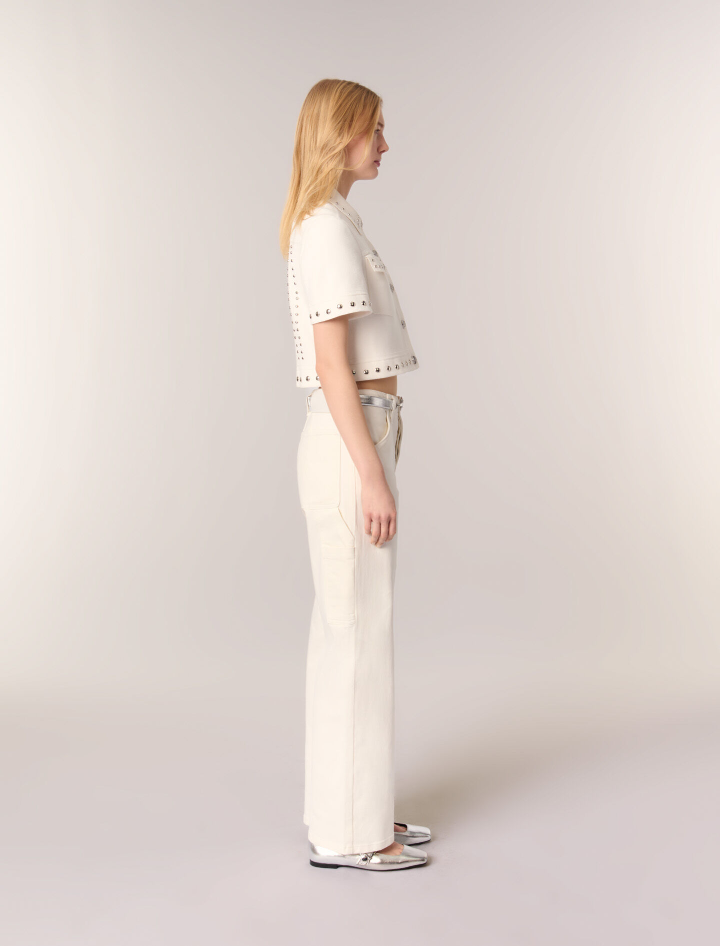 『1年保証』 cardigan cropped Studded White Maje | Women For テープ・マスキングテープ
