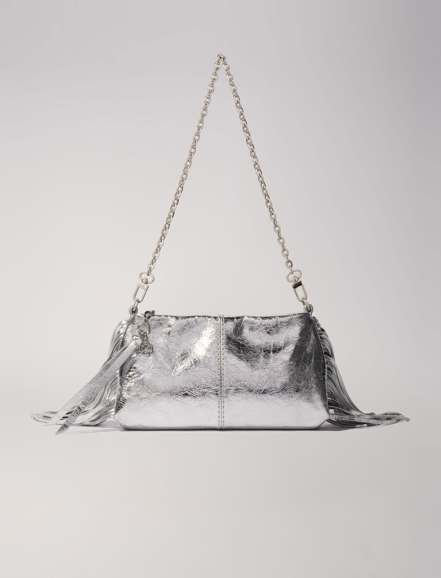 Silver leather clutch bags hotsell