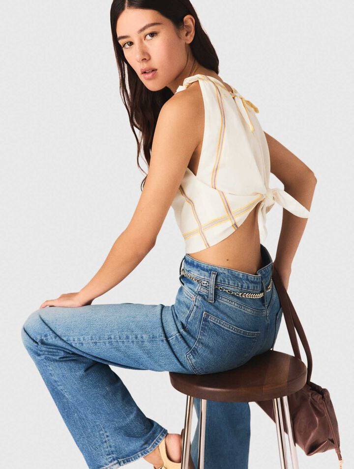 Patterned backless crop top
