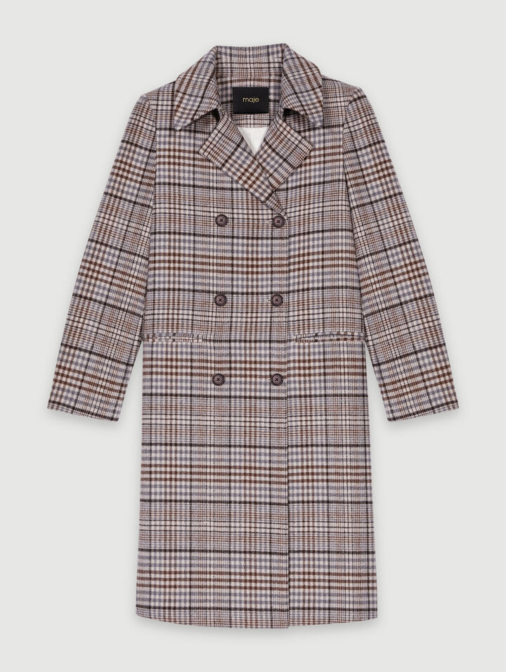 Long checked coat