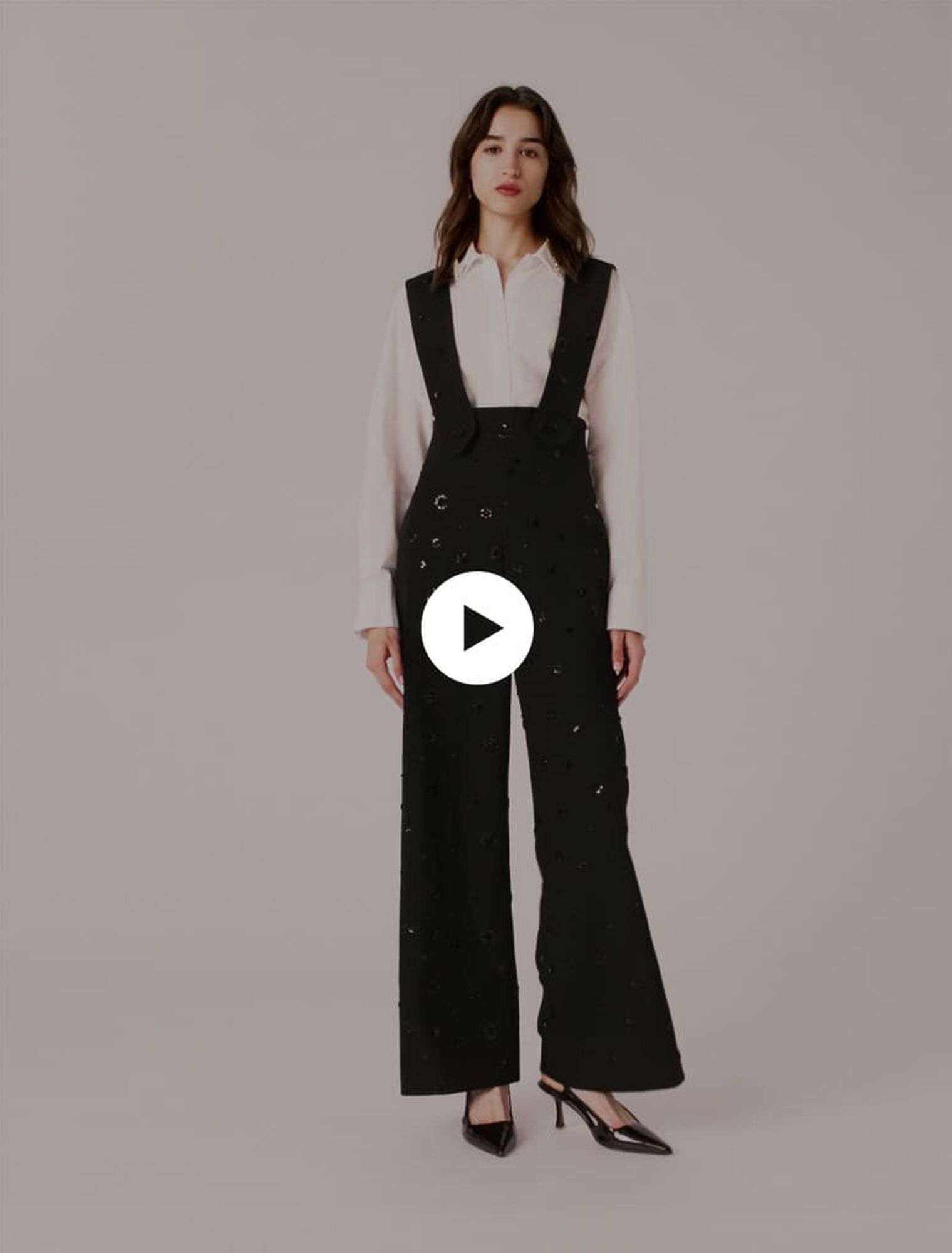 Embroidered trousers with braces
