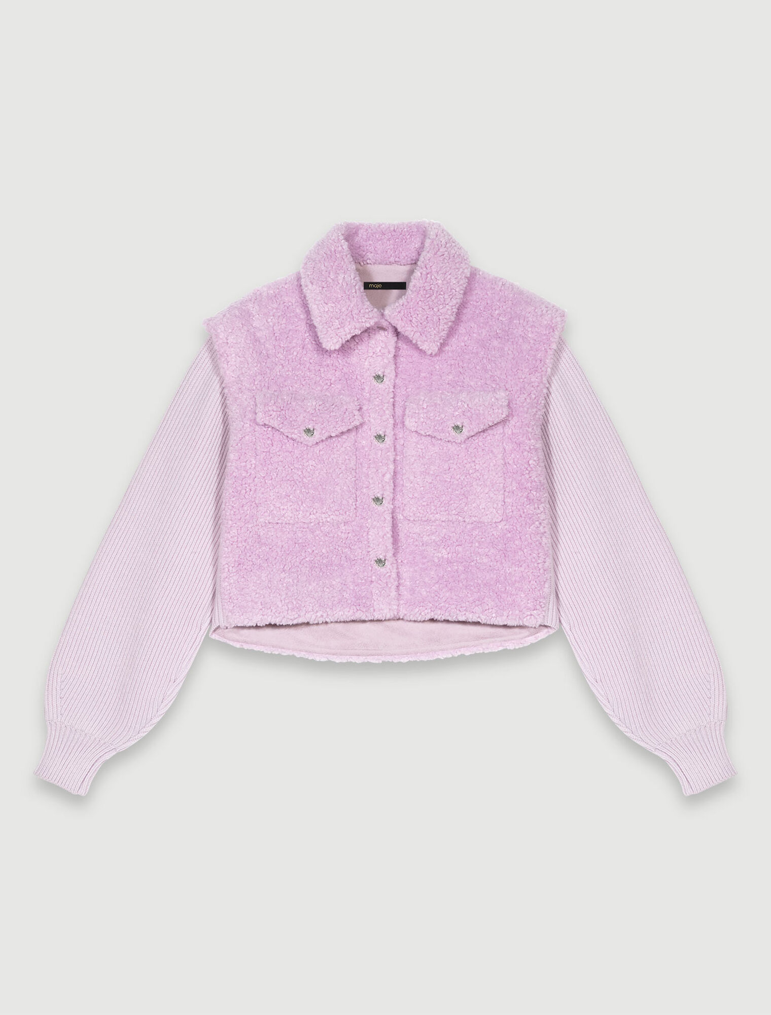 Faux fur and knit jacket