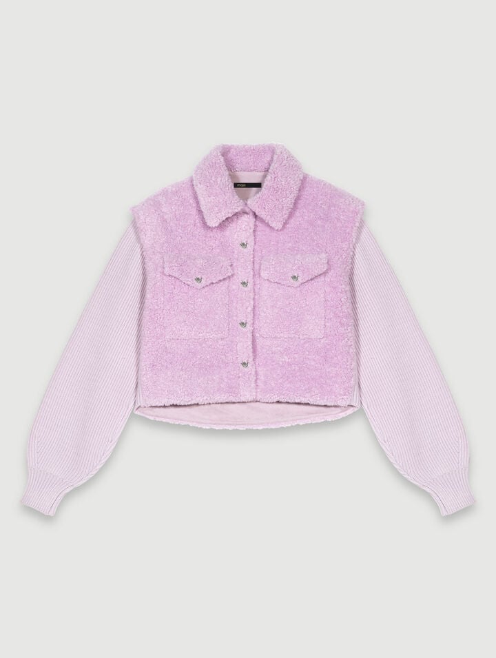Faux fur and knit jacket