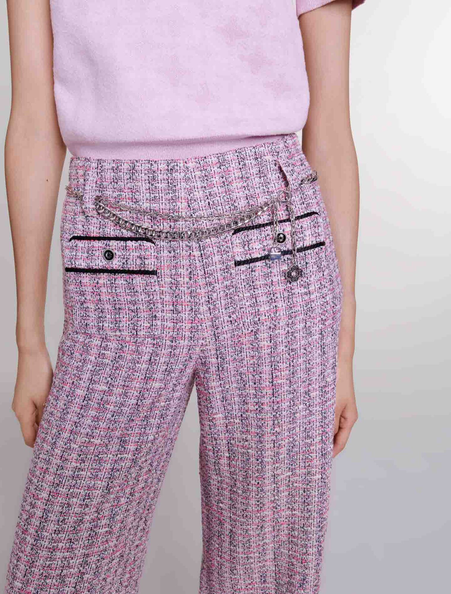 Wide-leg tweed trousers