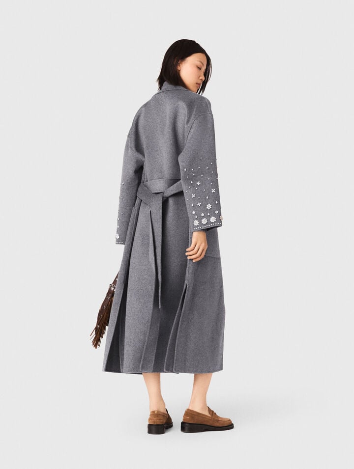 Long double-faced rhinestone coat